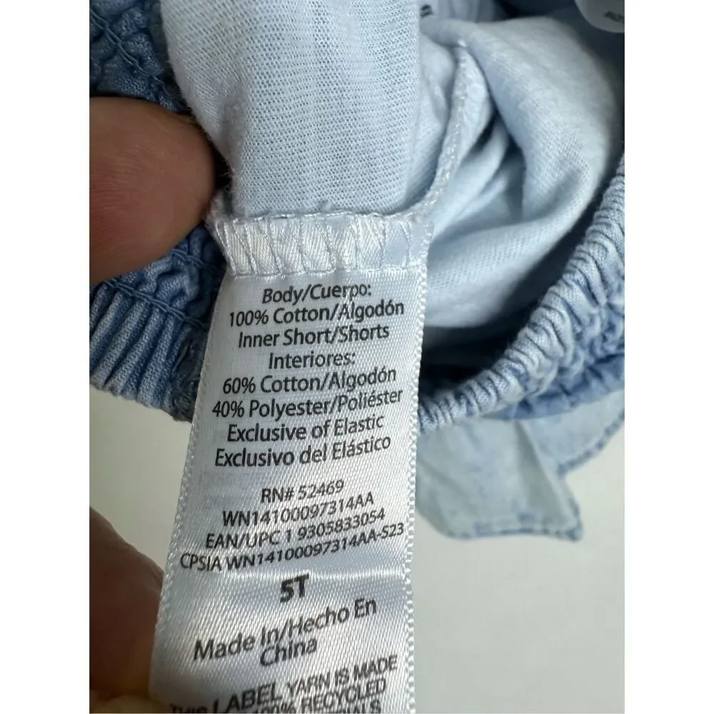 Wonder Nation Light Blue Girls Skort Size 5T Ruffle Smocked Details